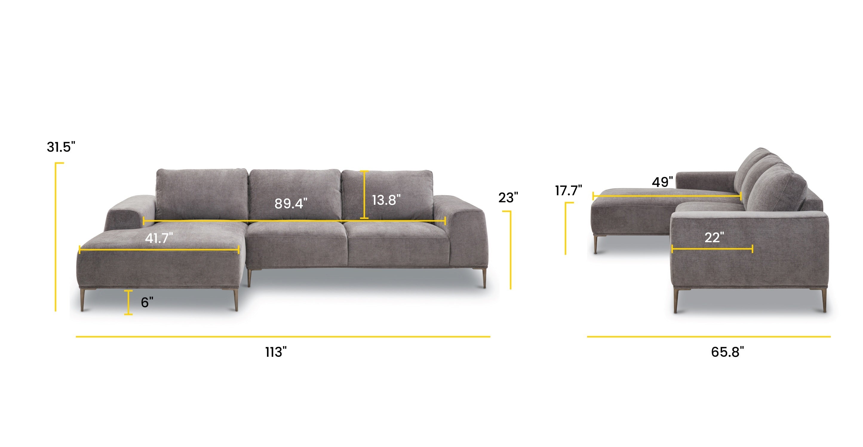 Rue Left-Facing Sectional Sofa