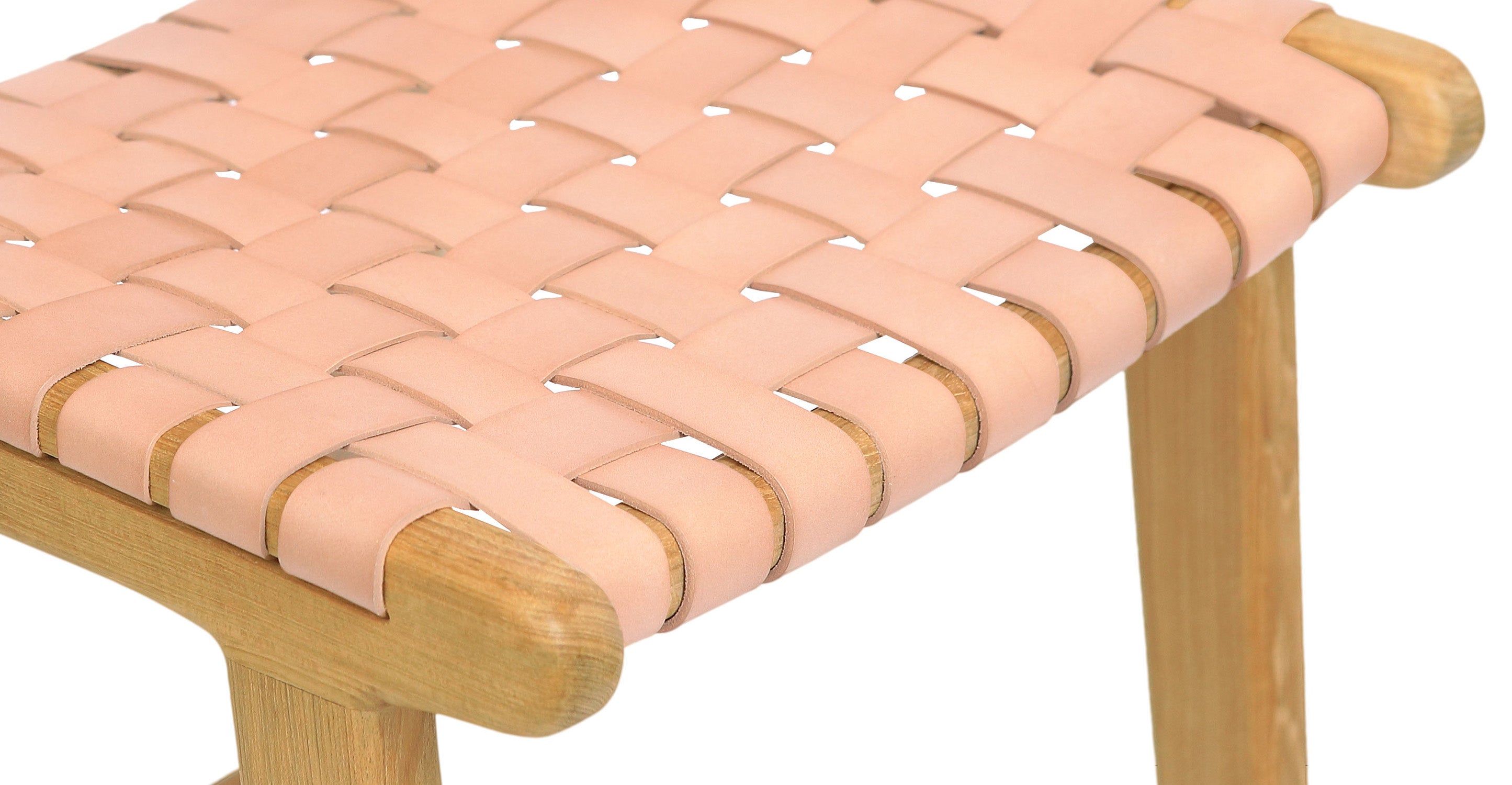 Banda Teak & Woven Leather Counter Height Stool