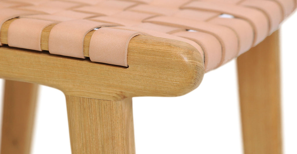 Banda Teak & Woven Leather Counter Height Stool