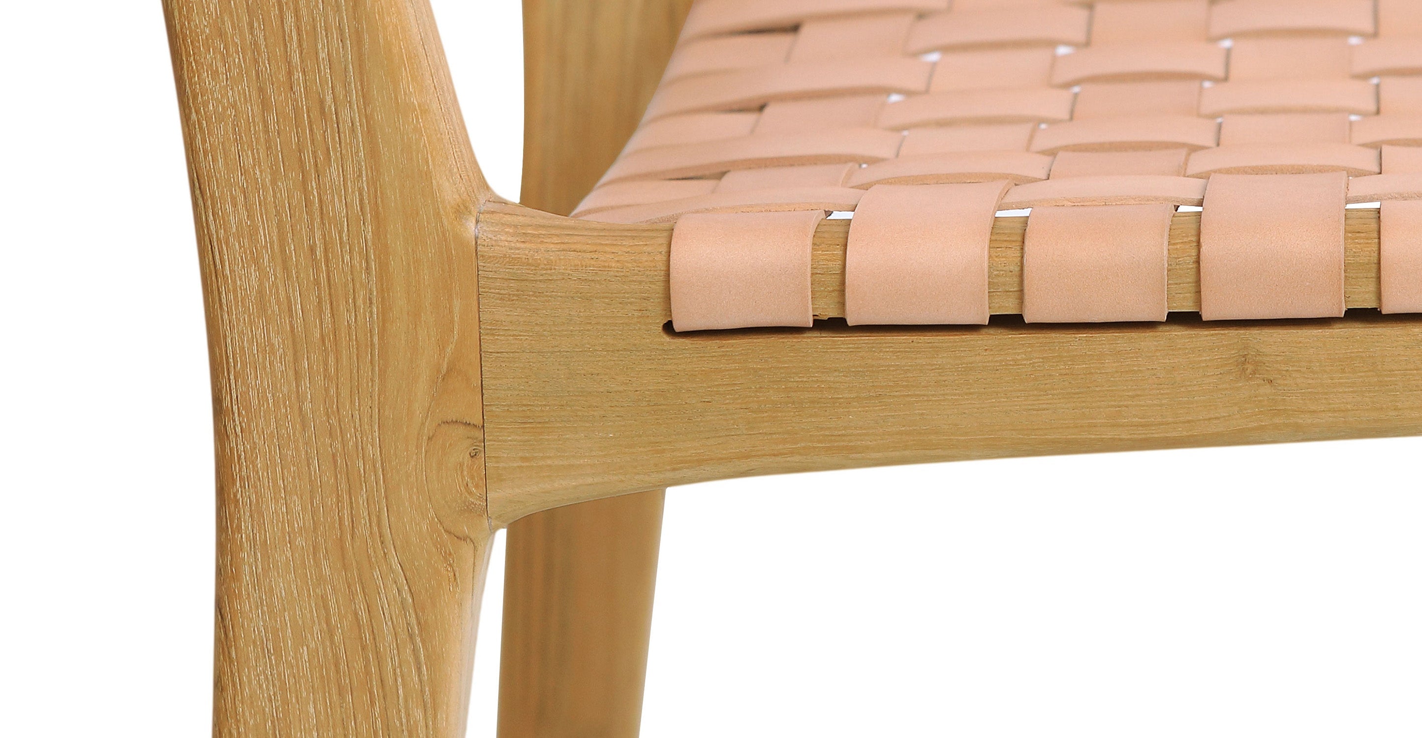 Banda Teak & Woven Leather Counter Height Stool