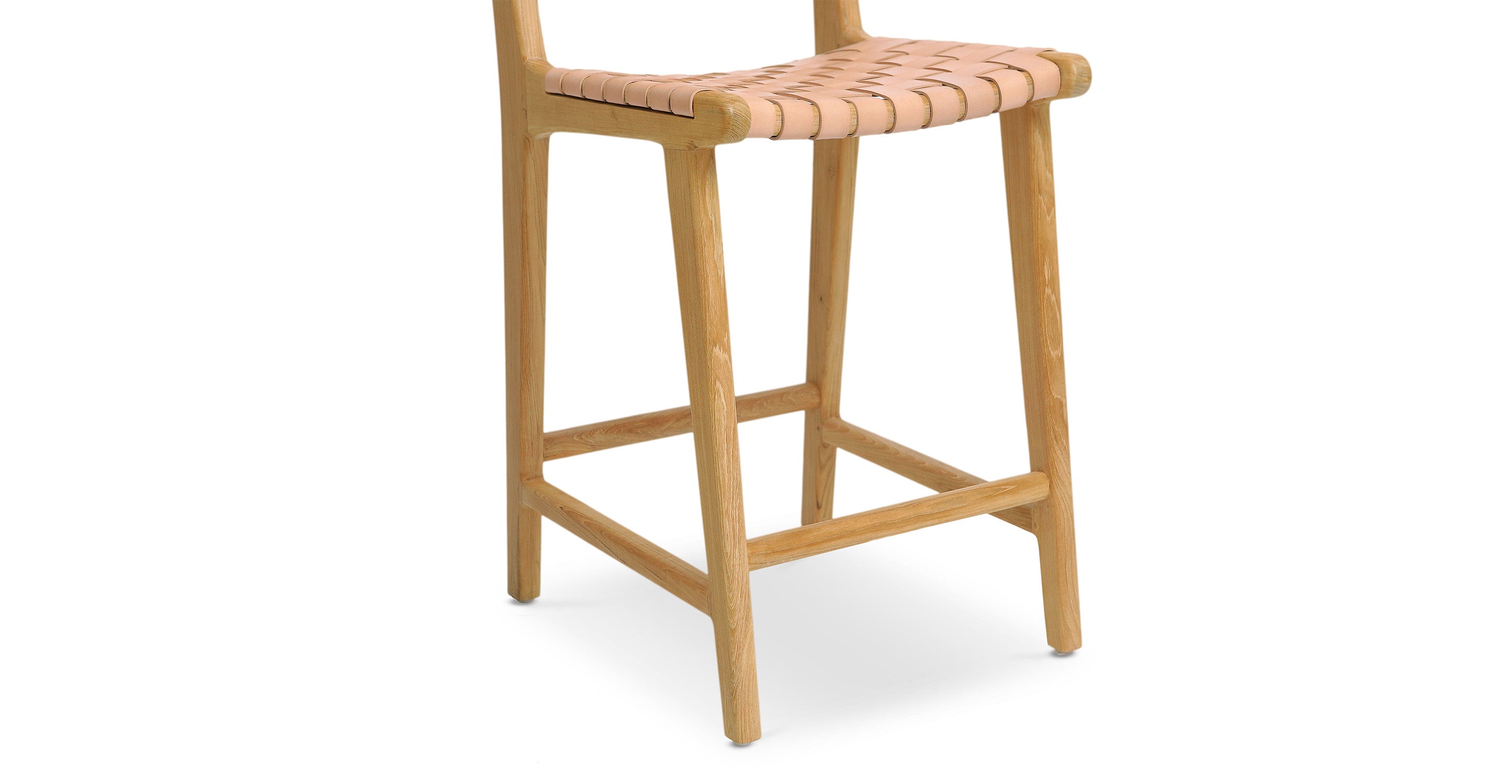 Banda Teak & Woven Leather Counter Height Stool
