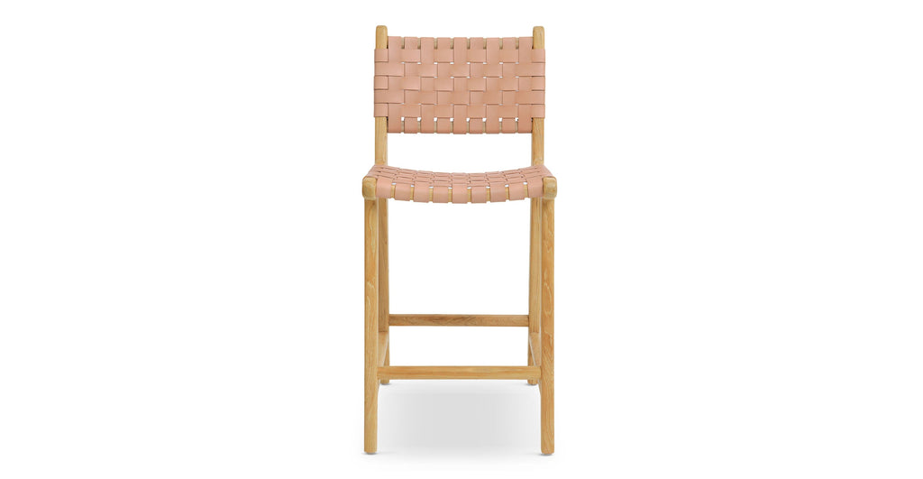 Banda Teak & Woven Leather Counter Height Stool