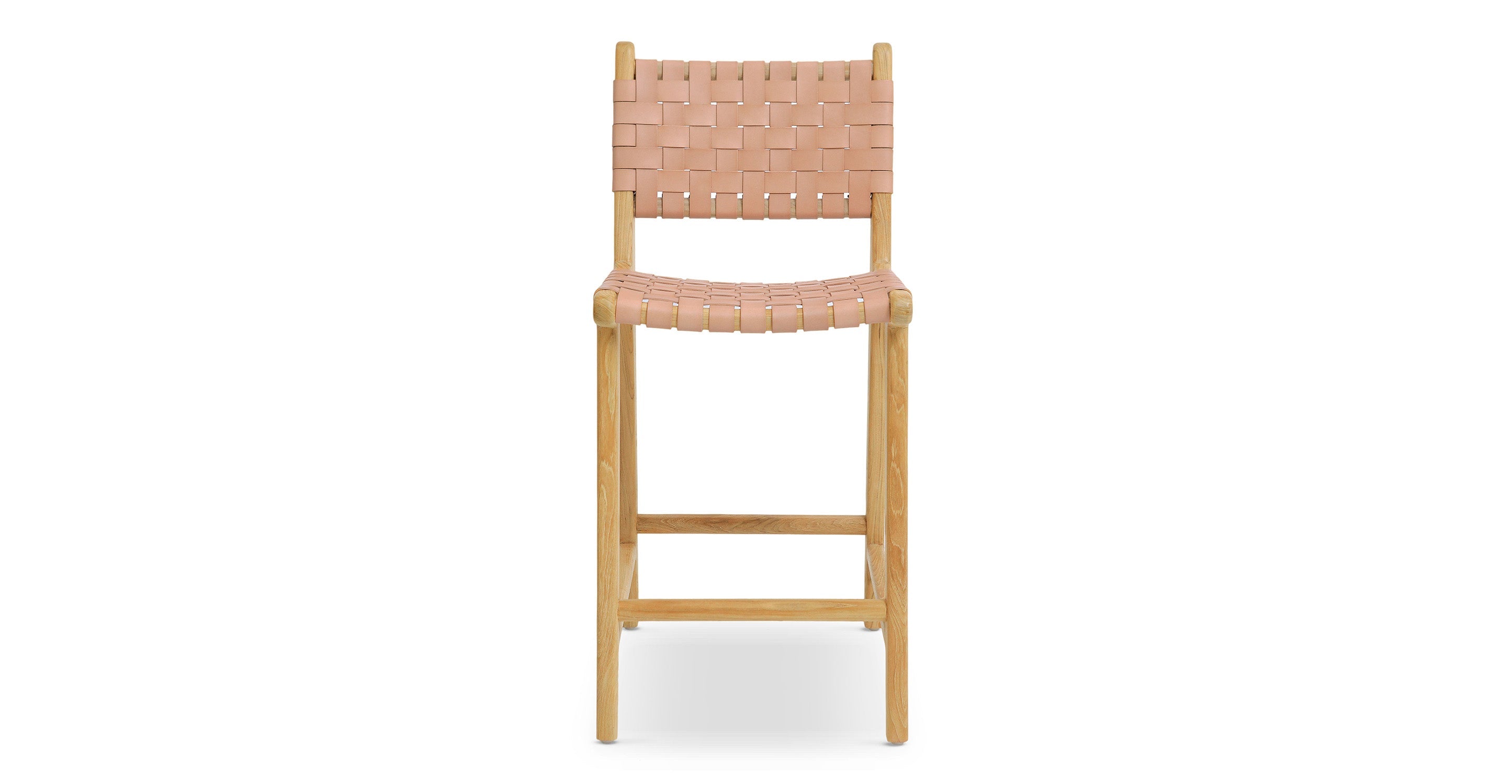 Banda Teak & Woven Leather Counter Height Stool