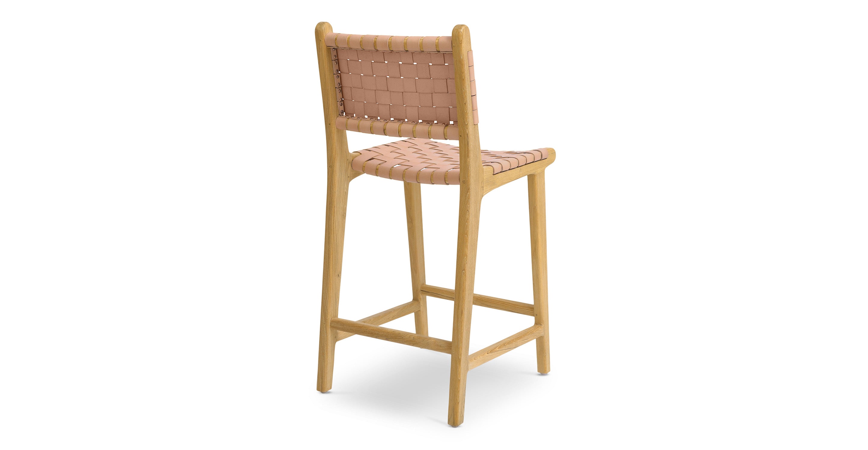 Banda Teak & Woven Leather Counter Height Stool