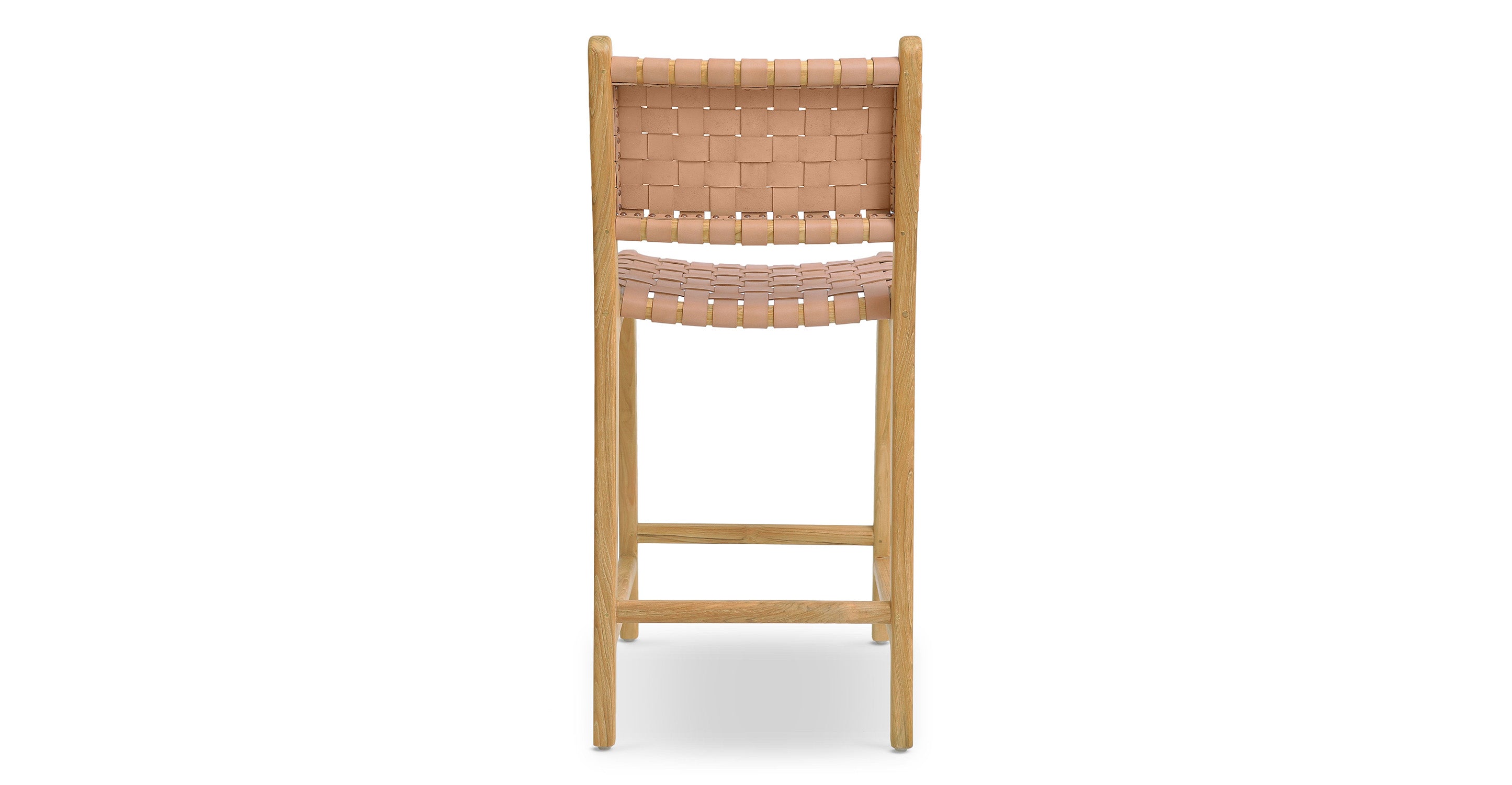 Banda Teak & Woven Leather Counter Height Stool