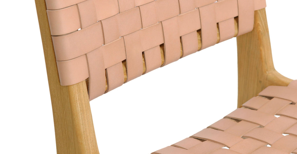 Banda Teak & Woven Leather Counter Height Stool