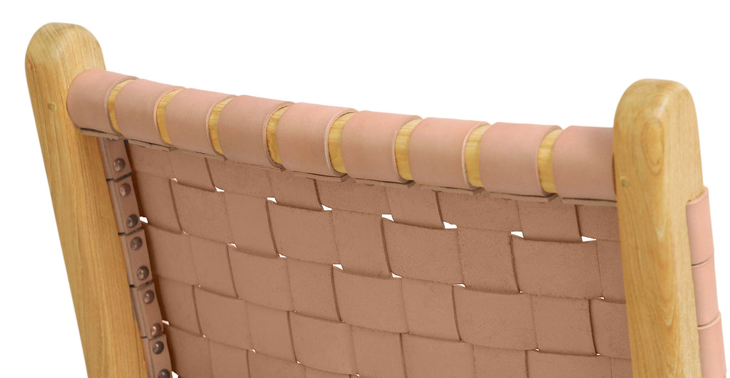 Banda Teak & Woven Leather Counter Height Stool