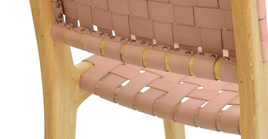 Banda Teak & Woven Leather Counter Height Stool