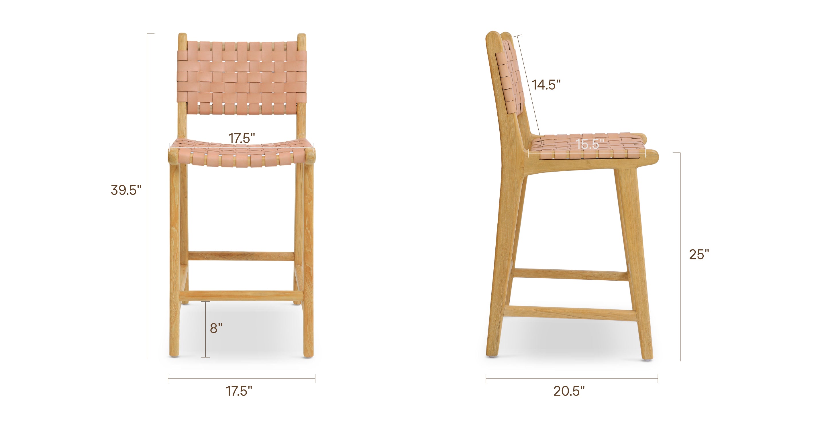 Banda Teak & Woven Leather Counter Height Stool