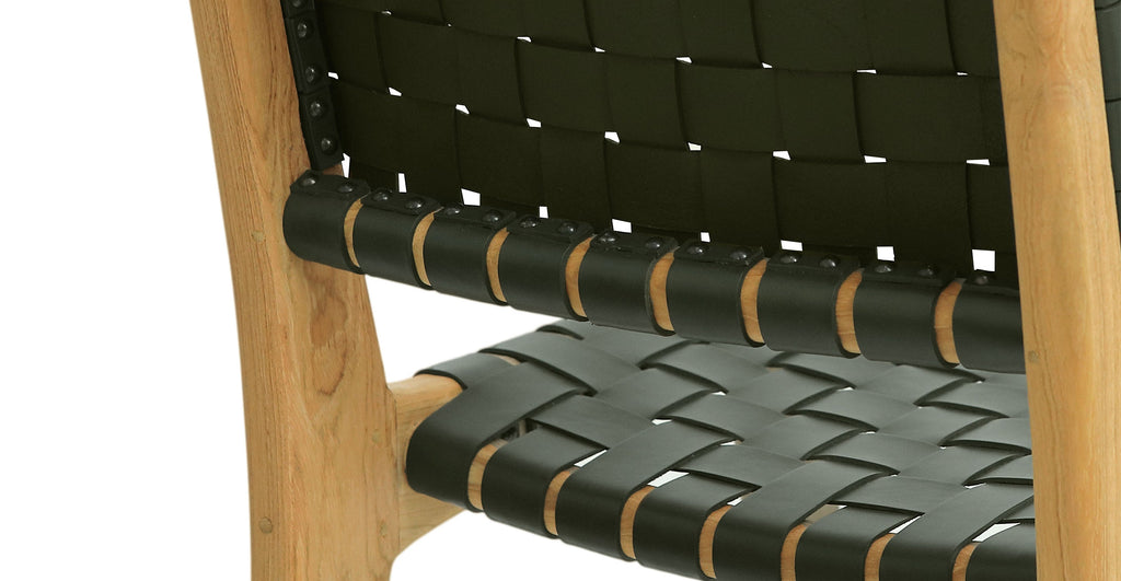 Banda Teak & Woven Leather Counter Height Stool