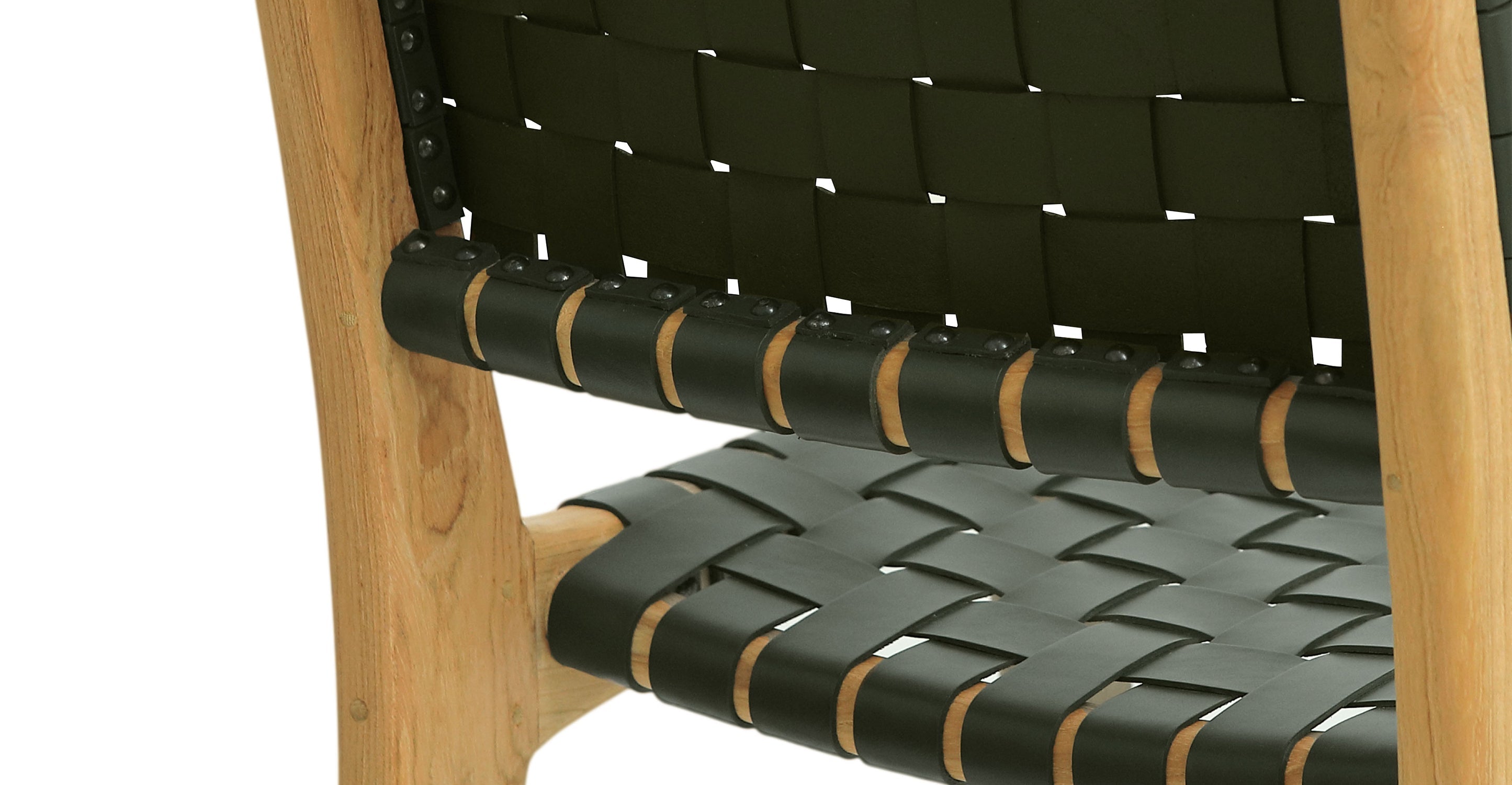 Banda Teak & Woven Leather Counter Height Stool