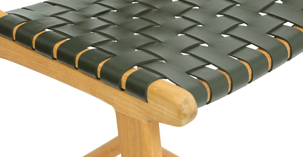 Banda Teak & Woven Leather Counter Height Stool
