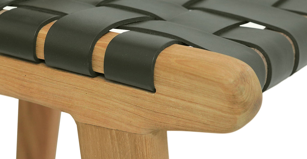 Banda Teak & Woven Leather Counter Height Stool