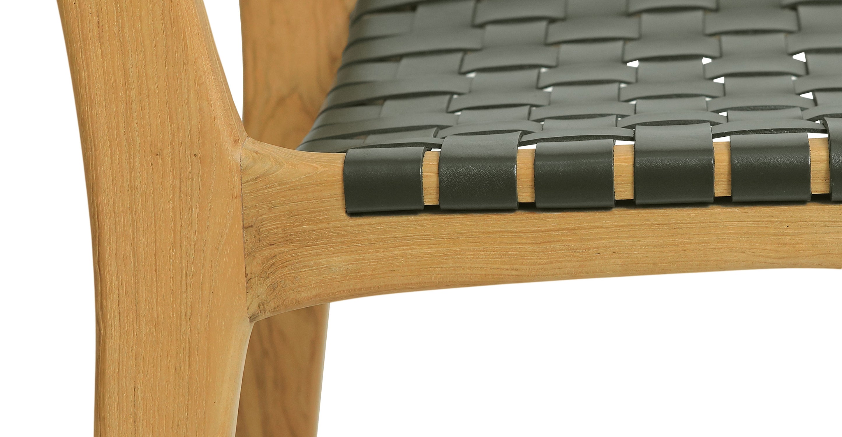 Banda Teak & Woven Leather Counter Height Stool