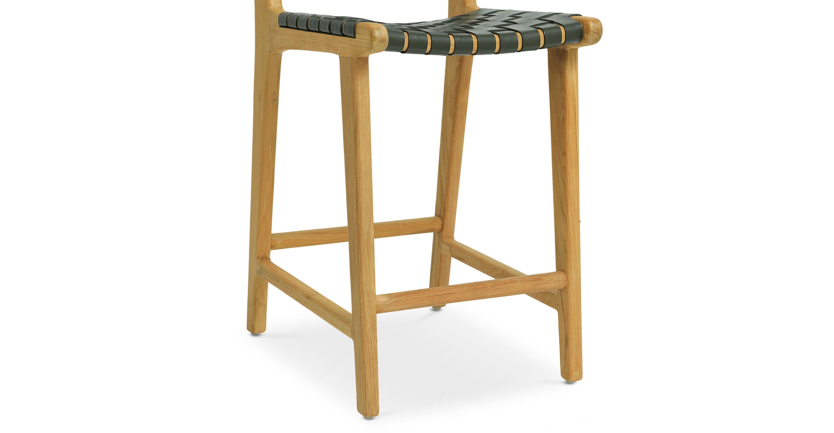 Banda Teak & Woven Leather Counter Height Stool