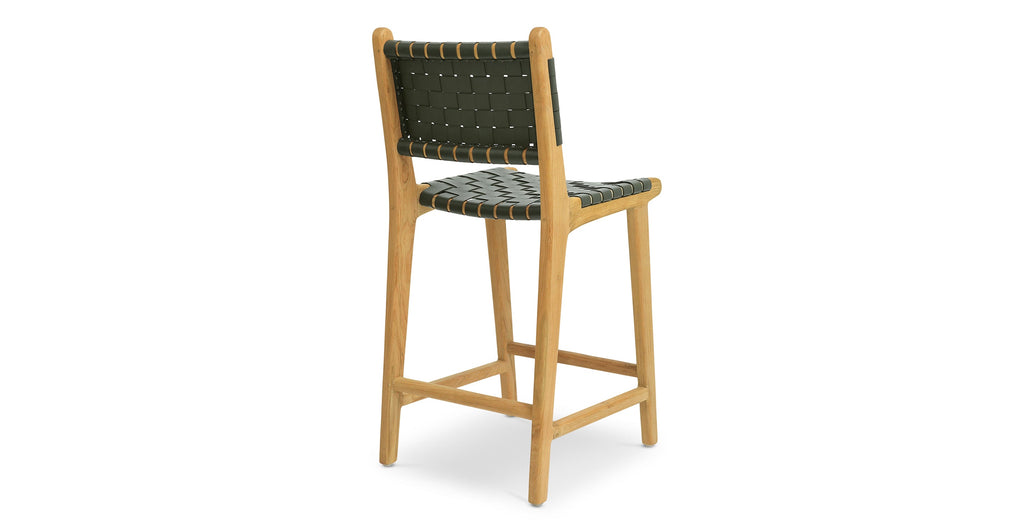 Banda Teak & Woven Leather Counter Height Stool