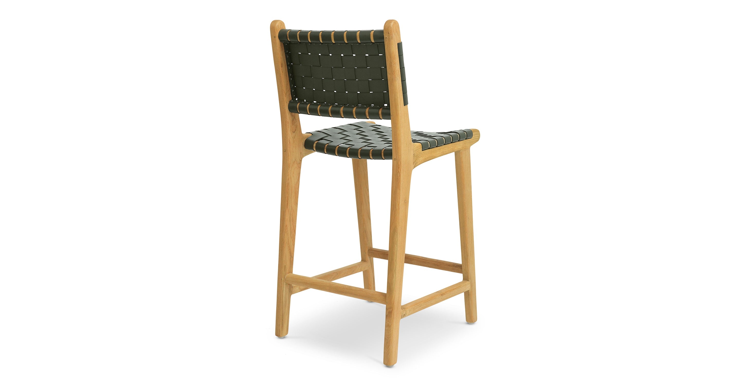 Banda Teak & Woven Leather Counter Height Stool