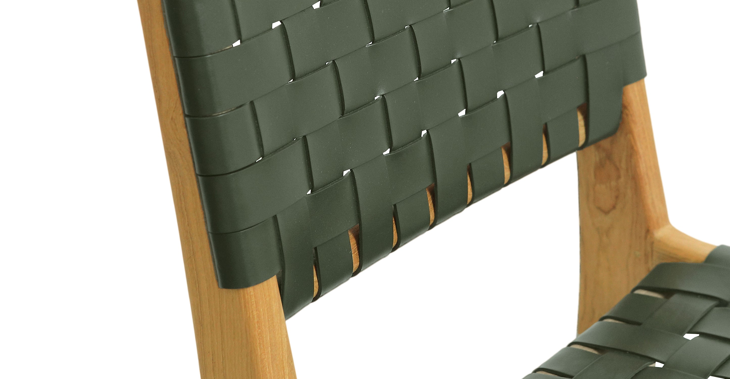 Banda Teak & Woven Leather Counter Height Stool