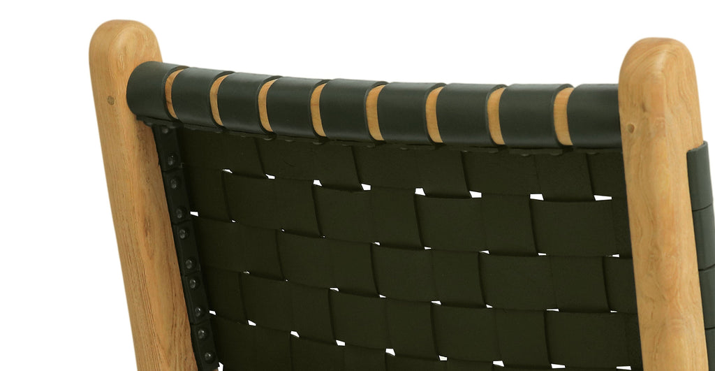 Banda Teak & Woven Leather Counter Height Stool