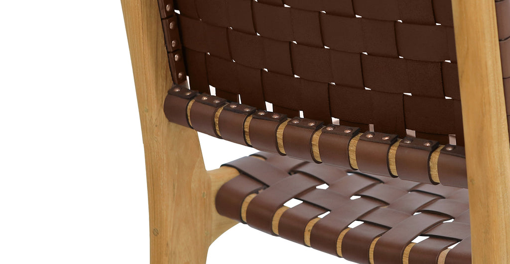 Banda Teak & Woven Leather Counter Height Stool