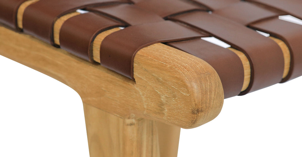 Banda Teak & Woven Leather Counter Height Stool