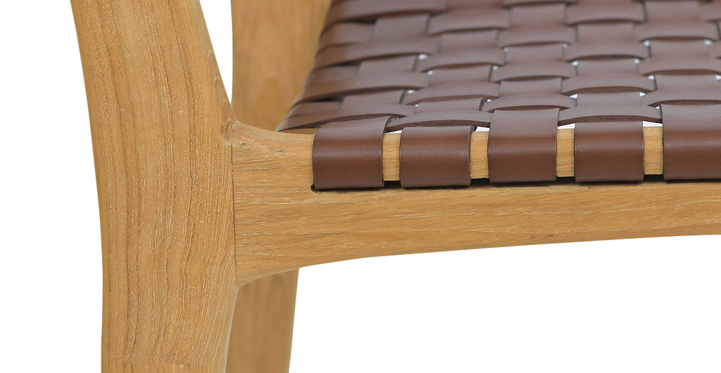 Banda Teak & Woven Leather Counter Height Stool