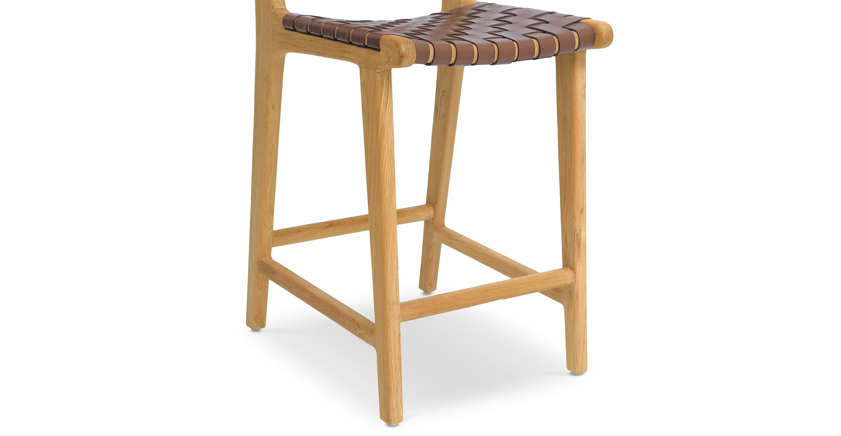 Banda Teak & Woven Leather Counter Height Stool