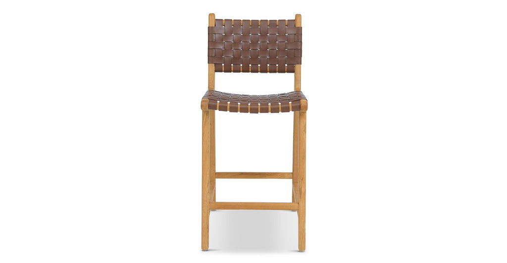 Banda Teak & Woven Leather Counter Height Stool