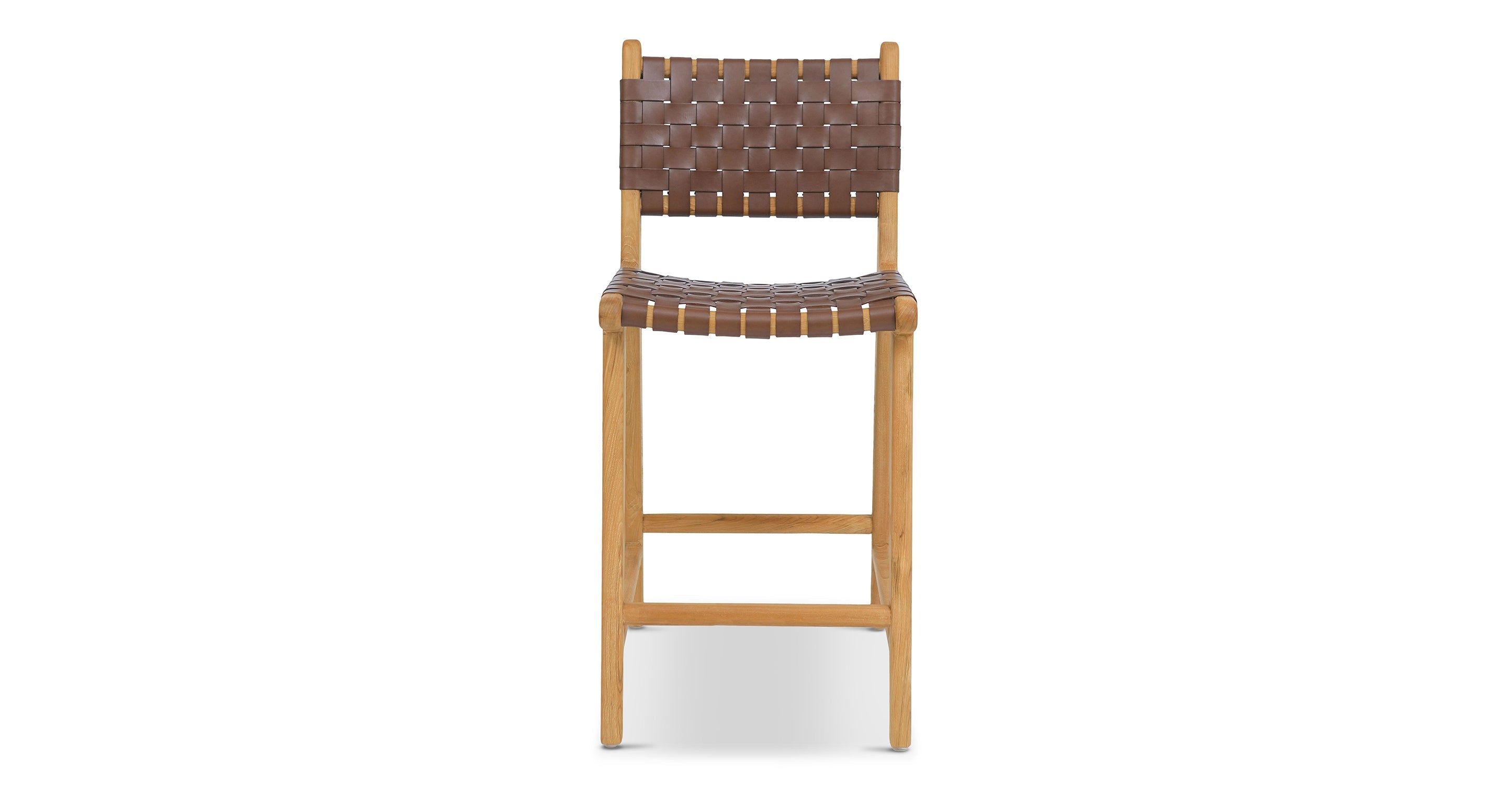 Banda Teak & Woven Leather Counter Height Stool