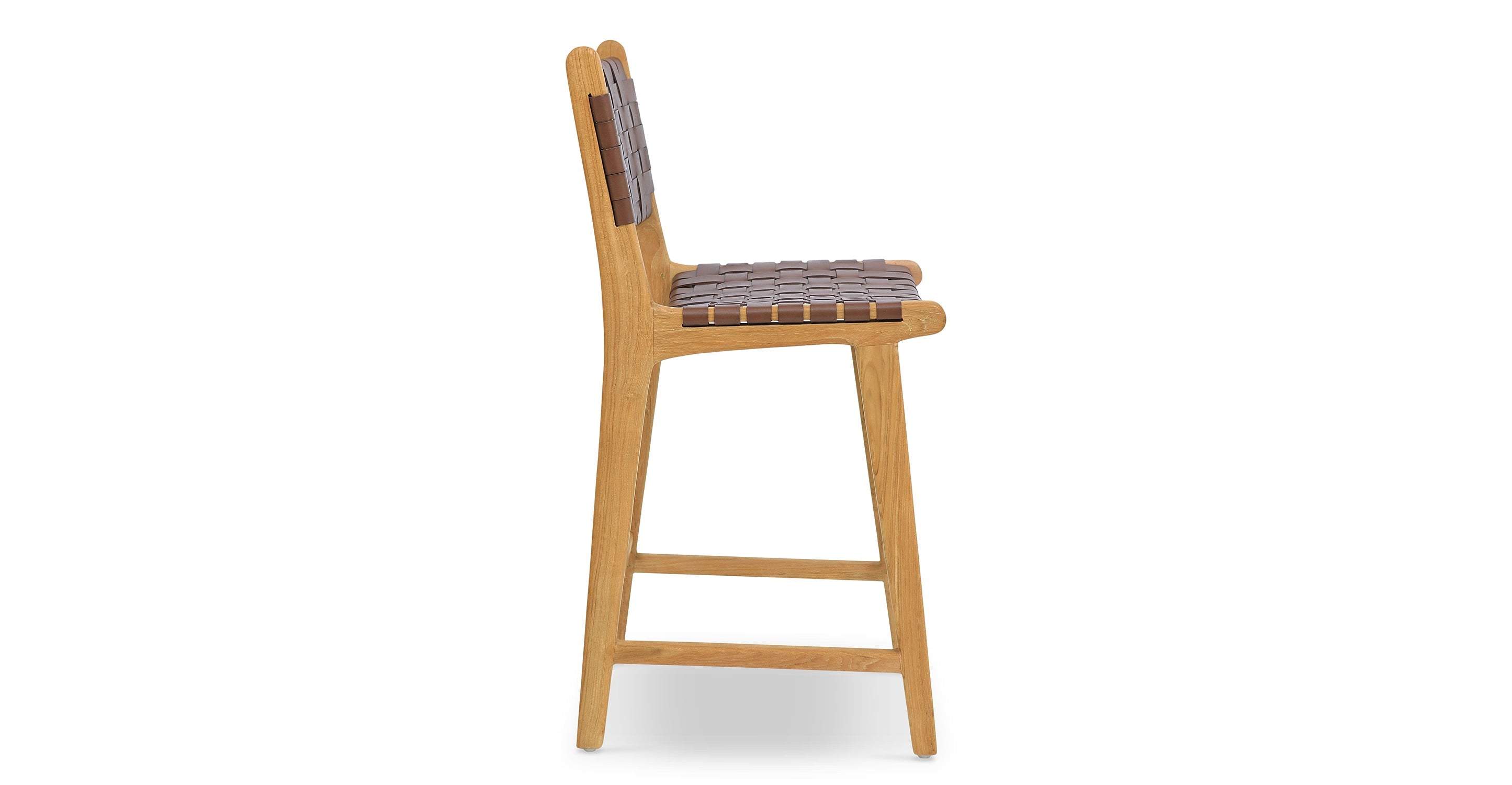 Banda Teak & Woven Leather Counter Height Stool