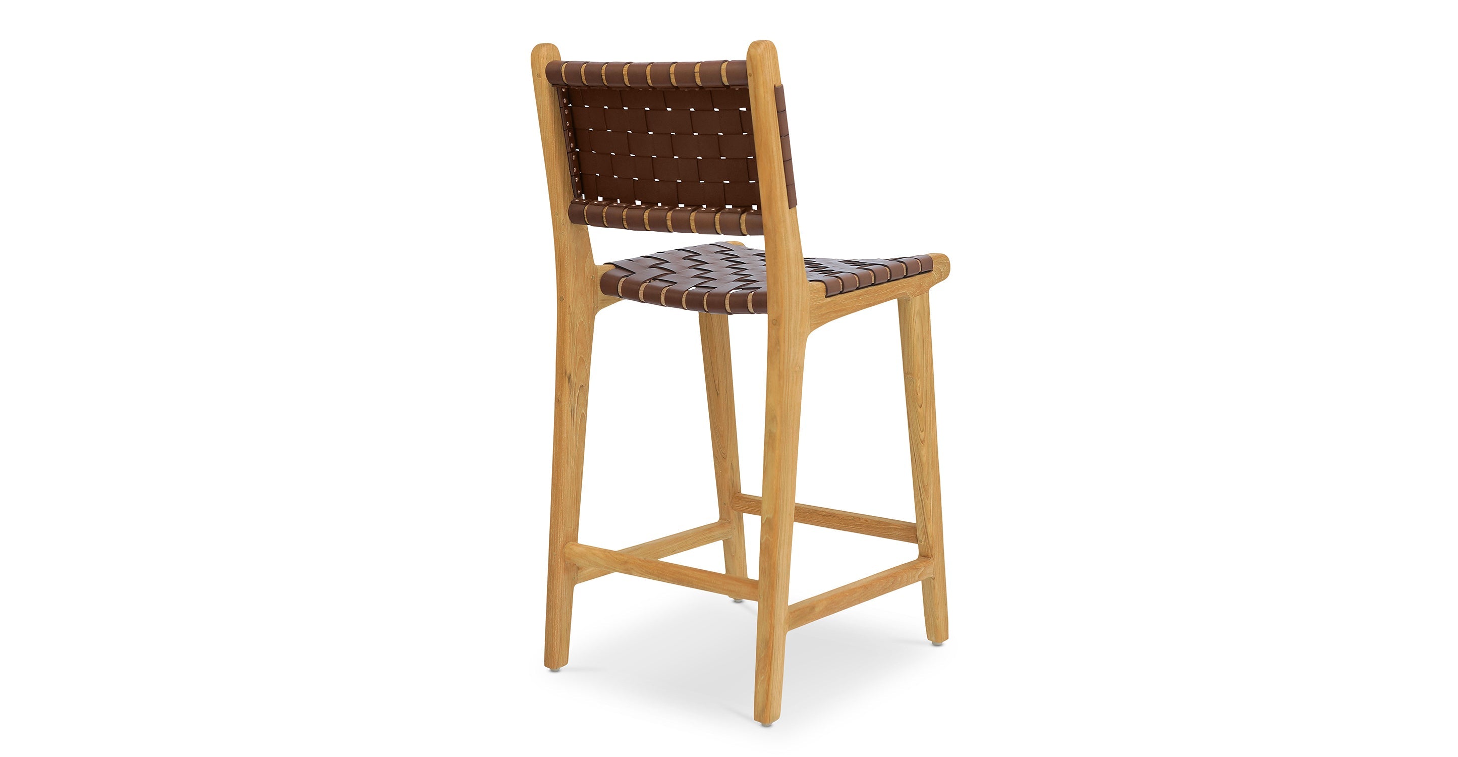 Banda Teak & Woven Leather Counter Height Stool