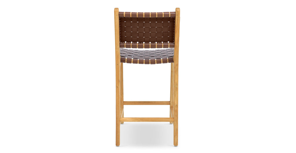 Banda Teak & Woven Leather Counter Height Stool