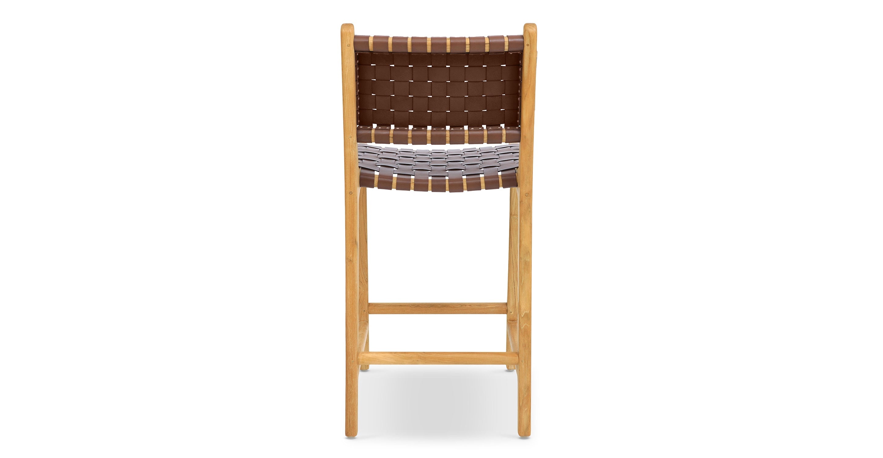 Banda Teak & Woven Leather Counter Height Stool
