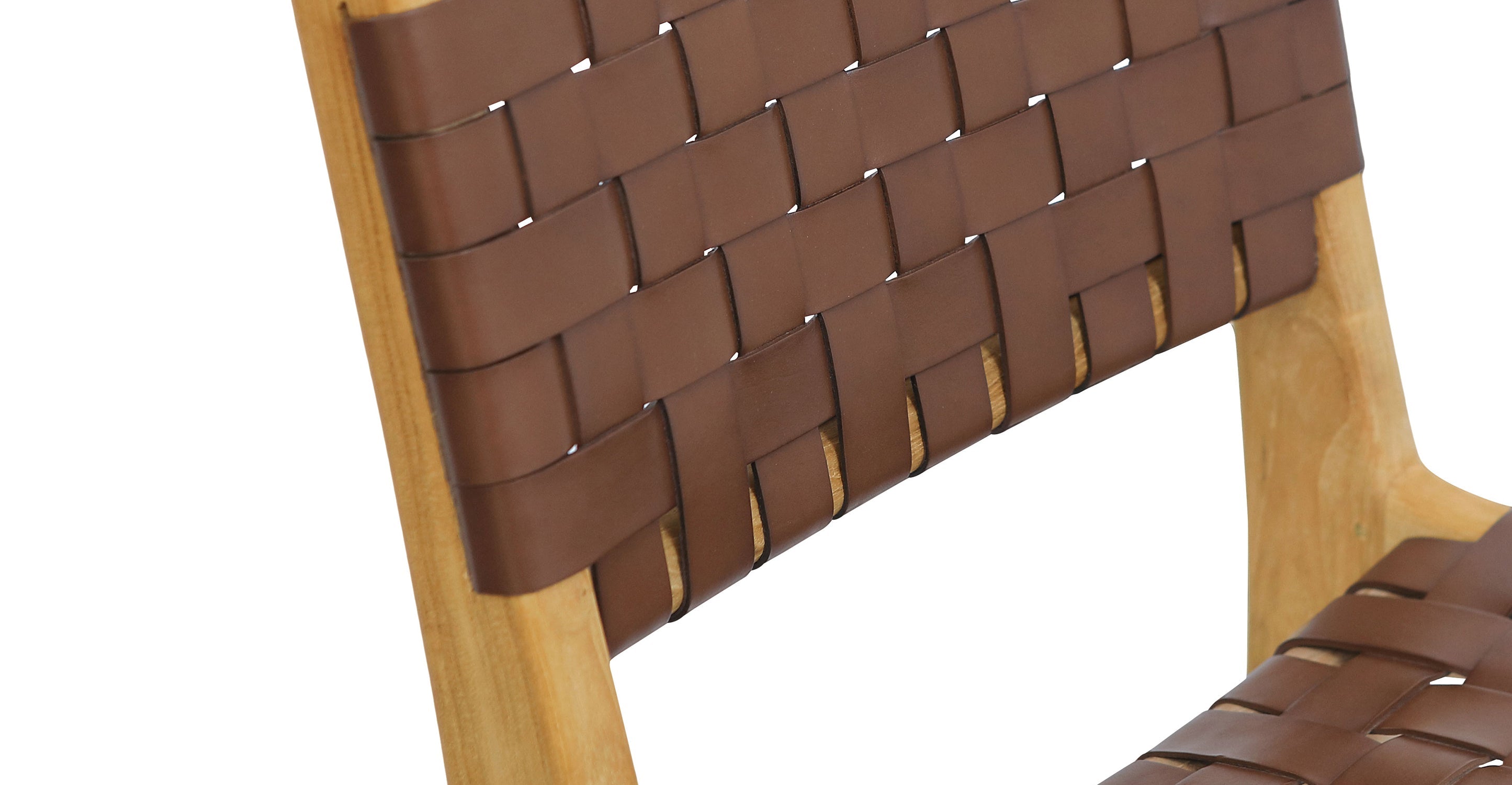 Banda Teak & Woven Leather Counter Height Stool