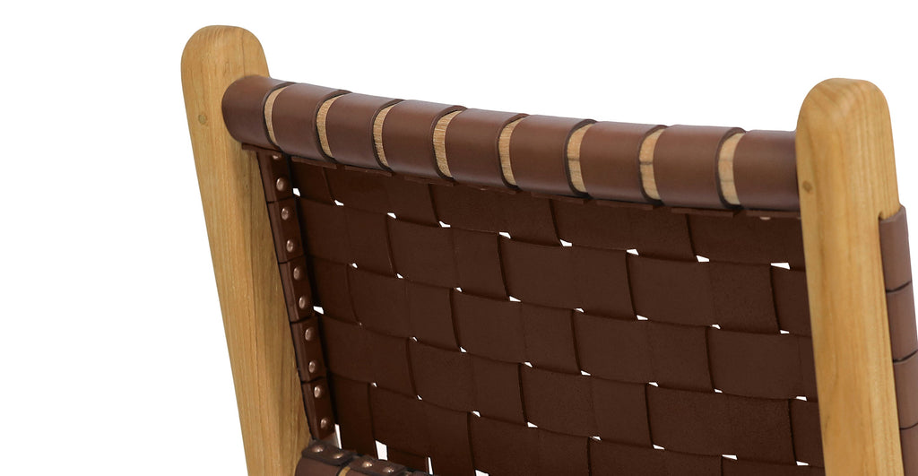 Banda Teak & Woven Leather Counter Height Stool