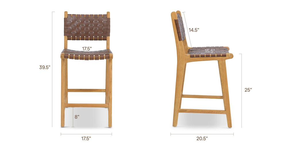 Banda Teak & Woven Leather Counter Height Stool
