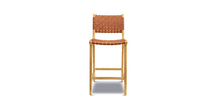 Banda Teak & Woven Leather Counter Height Stool