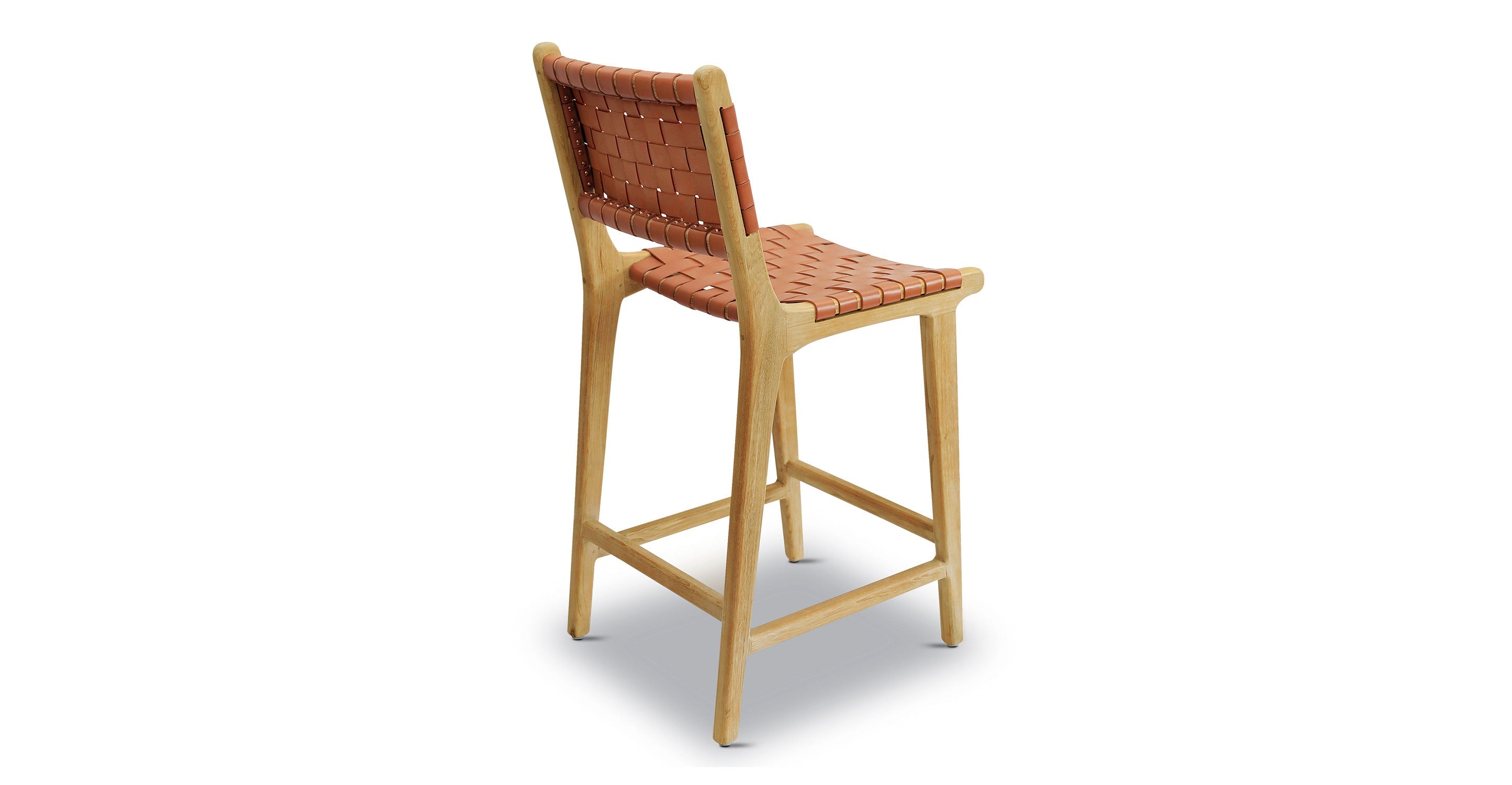 Banda Teak & Woven Leather Counter Height Stool