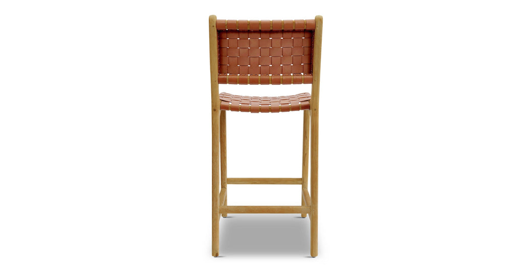 Banda Teak & Woven Leather Counter Height Stool