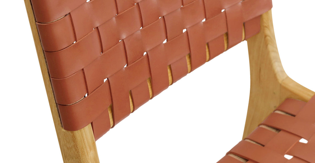 Banda Teak & Woven Leather Counter Height Stool