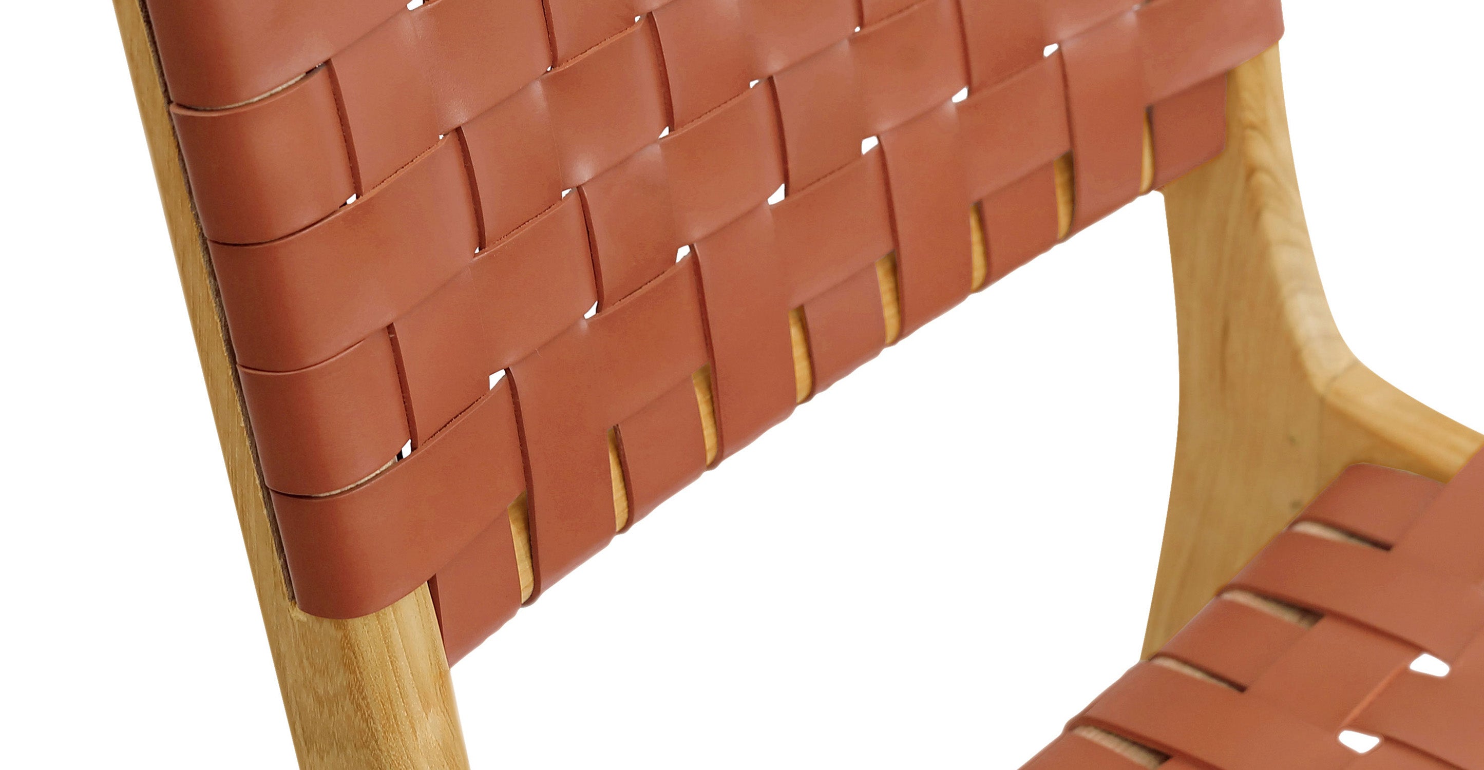 Banda Teak & Woven Leather Counter Height Stool