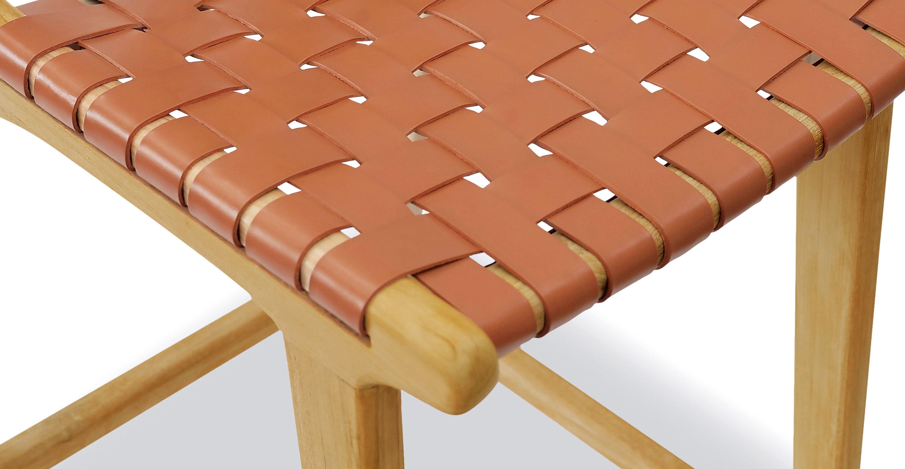 Banda Teak & Woven Leather Counter Height Stool