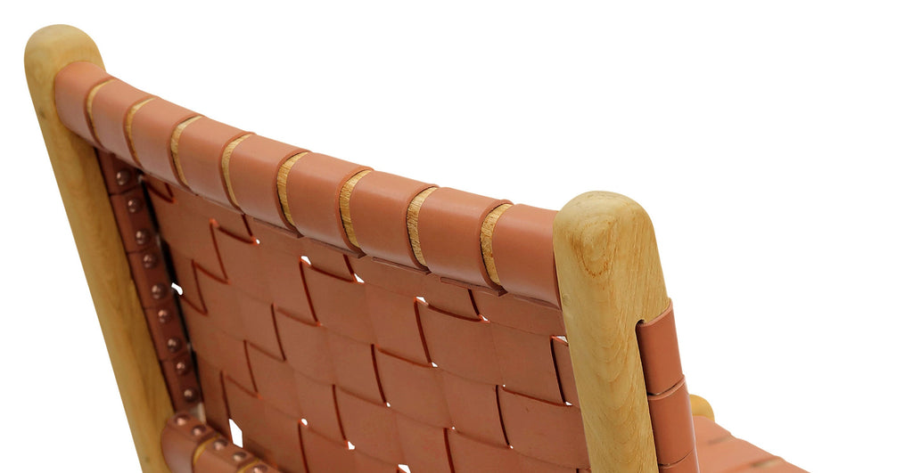 Banda Teak & Woven Leather Counter Height Stool