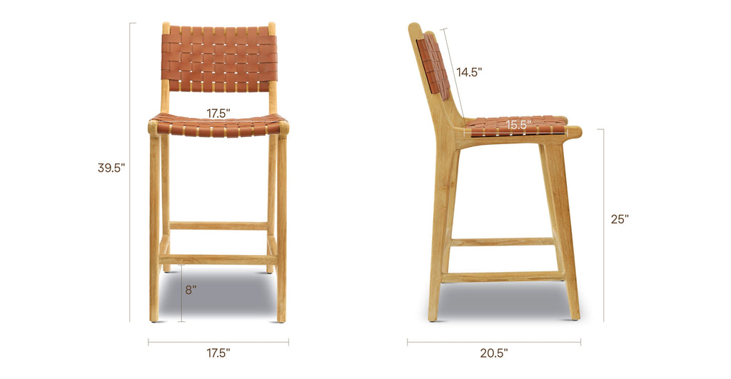 Banda Teak & Woven Leather Counter Height Stool