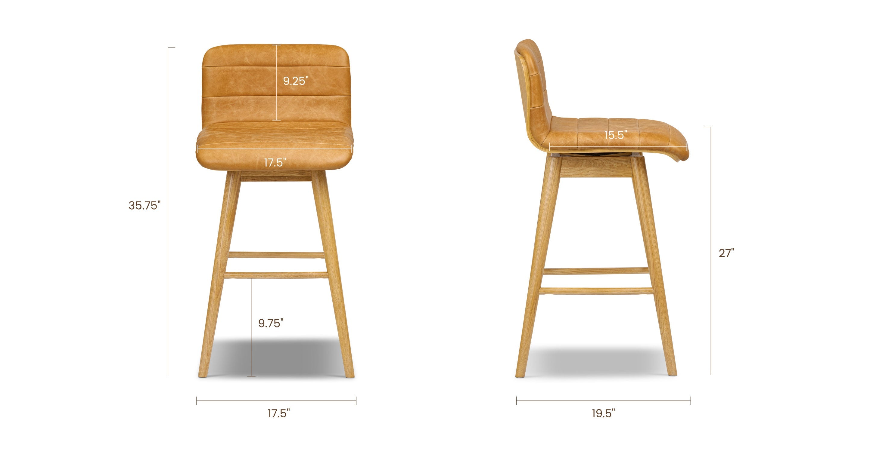 Bassano Leather Swivel Counter Stool