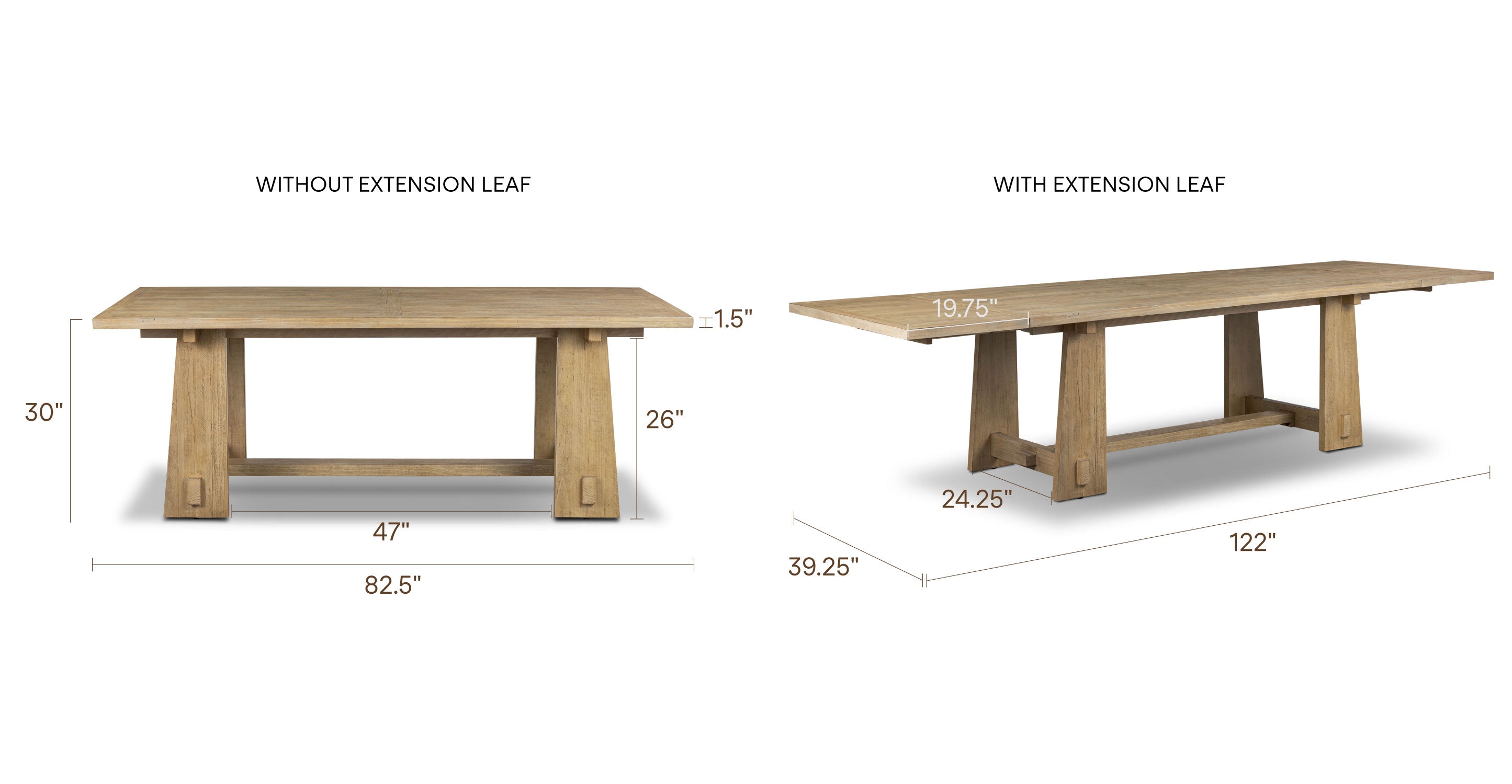 Combe Extension Dining Table (82.5 - 122)
