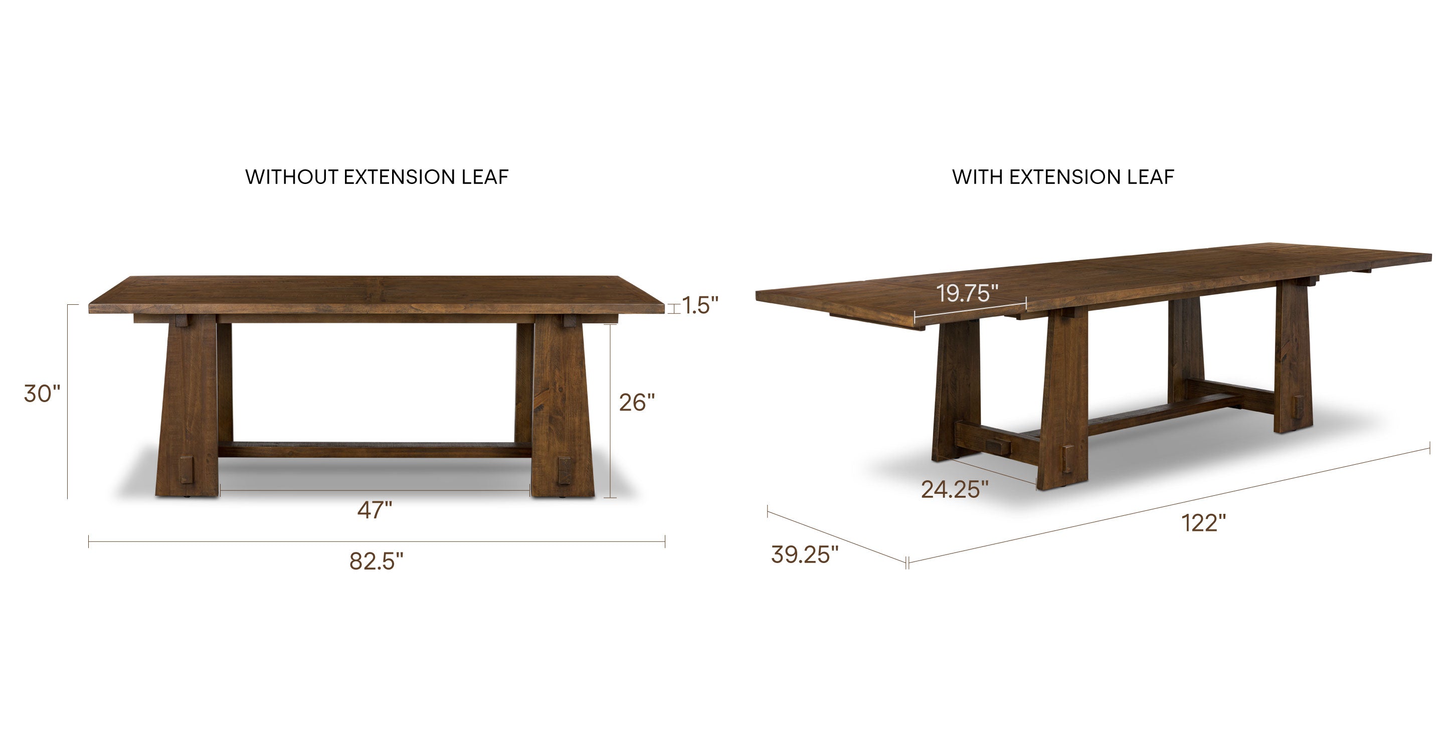 Combe Extension Dining Table (82.5 - 122)