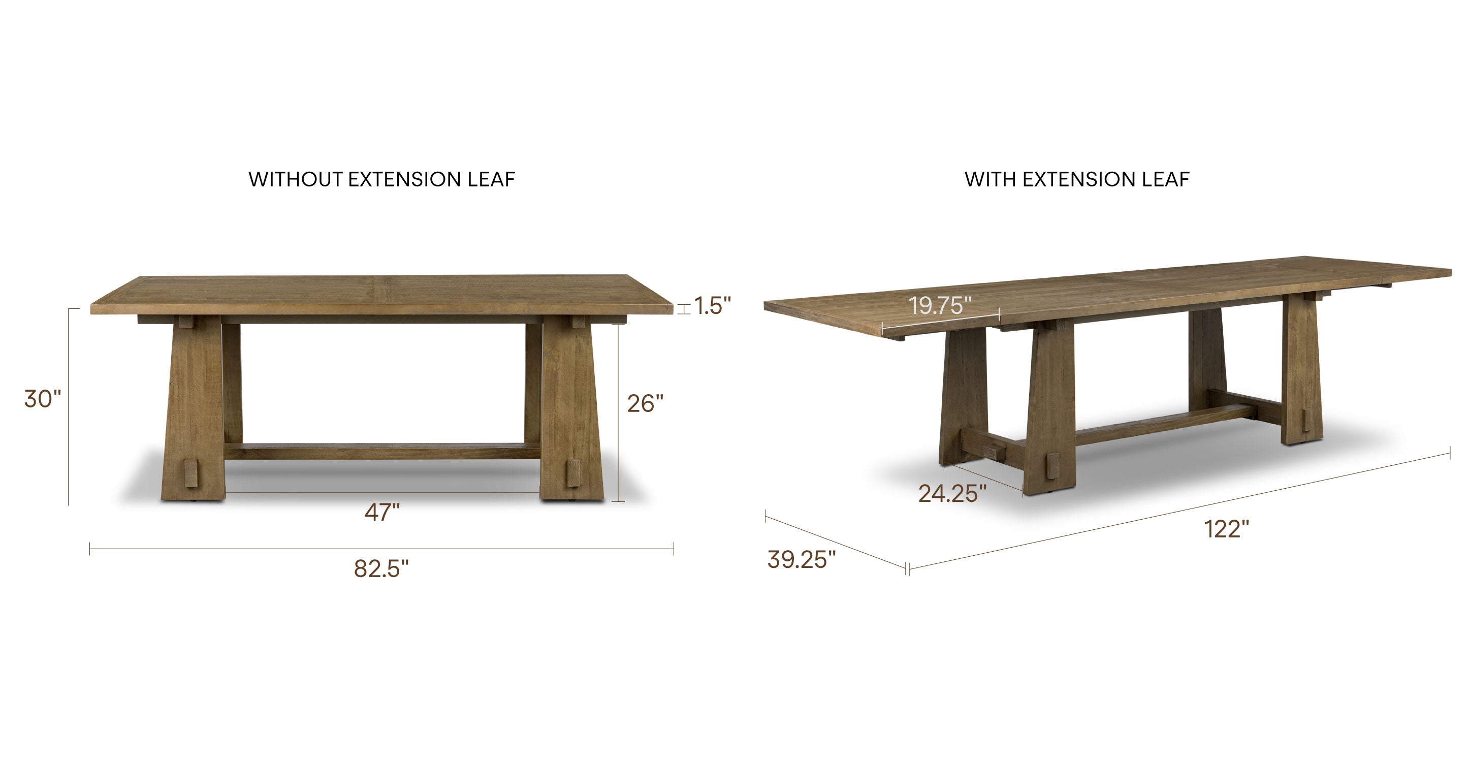Combe Extension Dining Table (82.5 - 122)