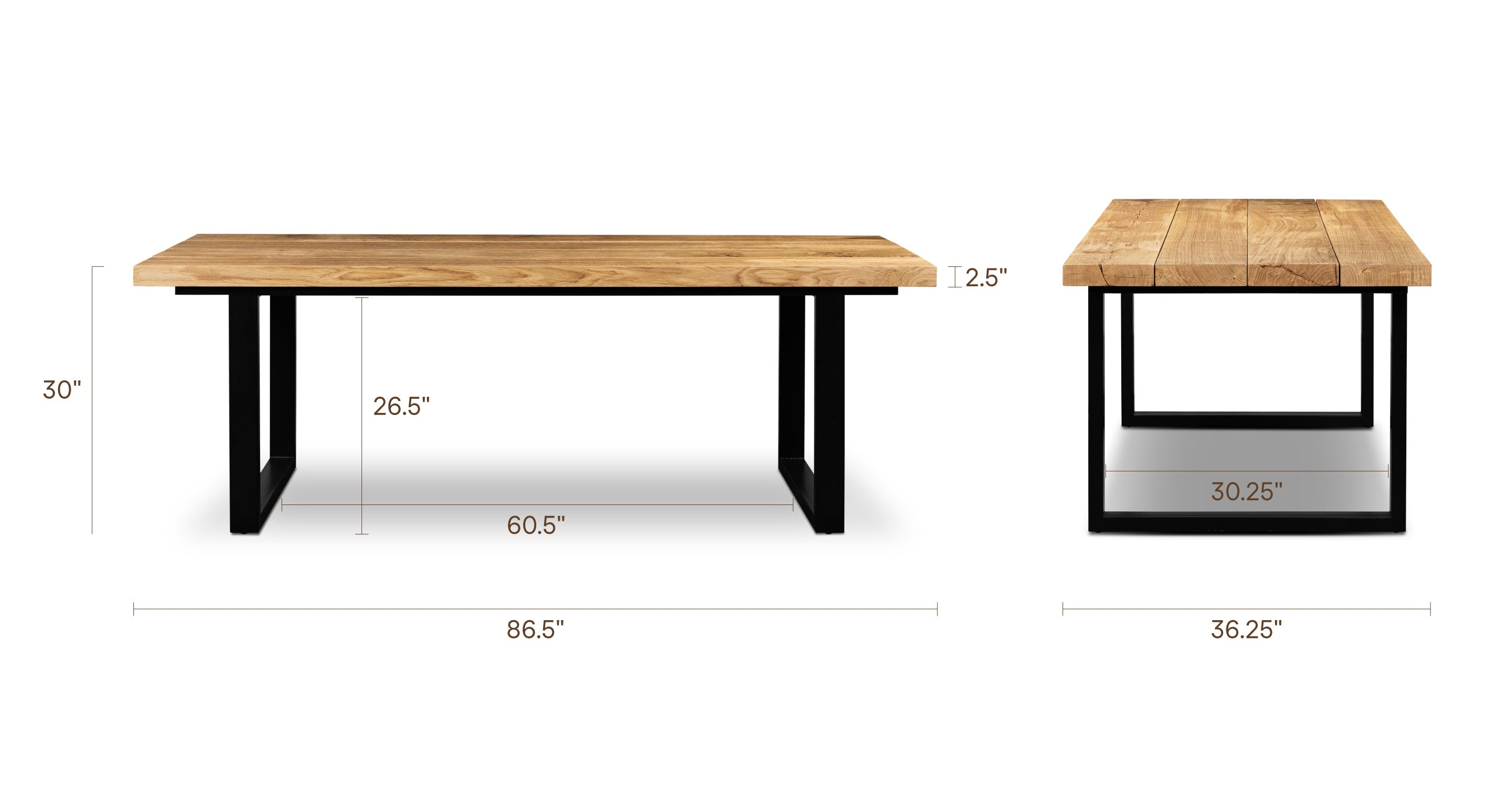 Tavi 86.5 Solid Oak Dining Table