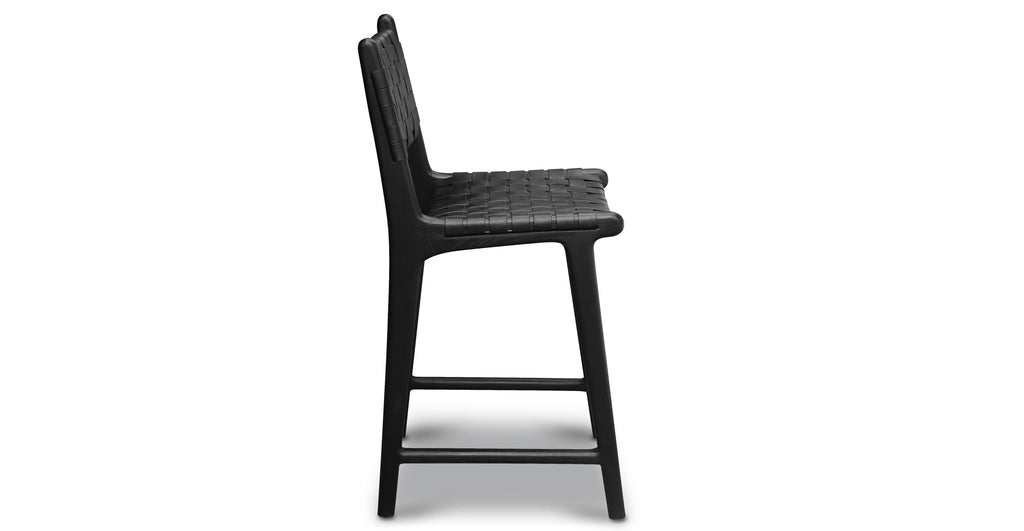 Banda Teak & Woven Leather Counter Height Stool